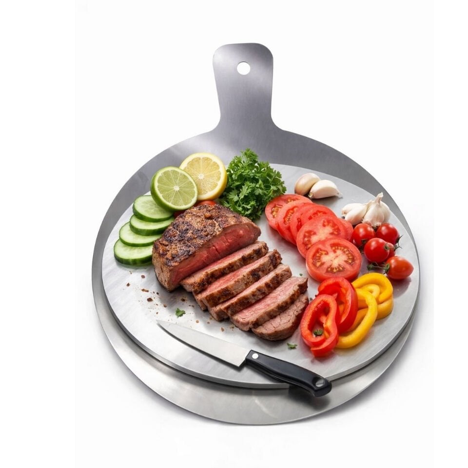 Baysal Paslanmaz Çelik Kesme Tahtası 235x320 mm – Antibakteriyel, Dayanıklı, Uzun Ömürlü