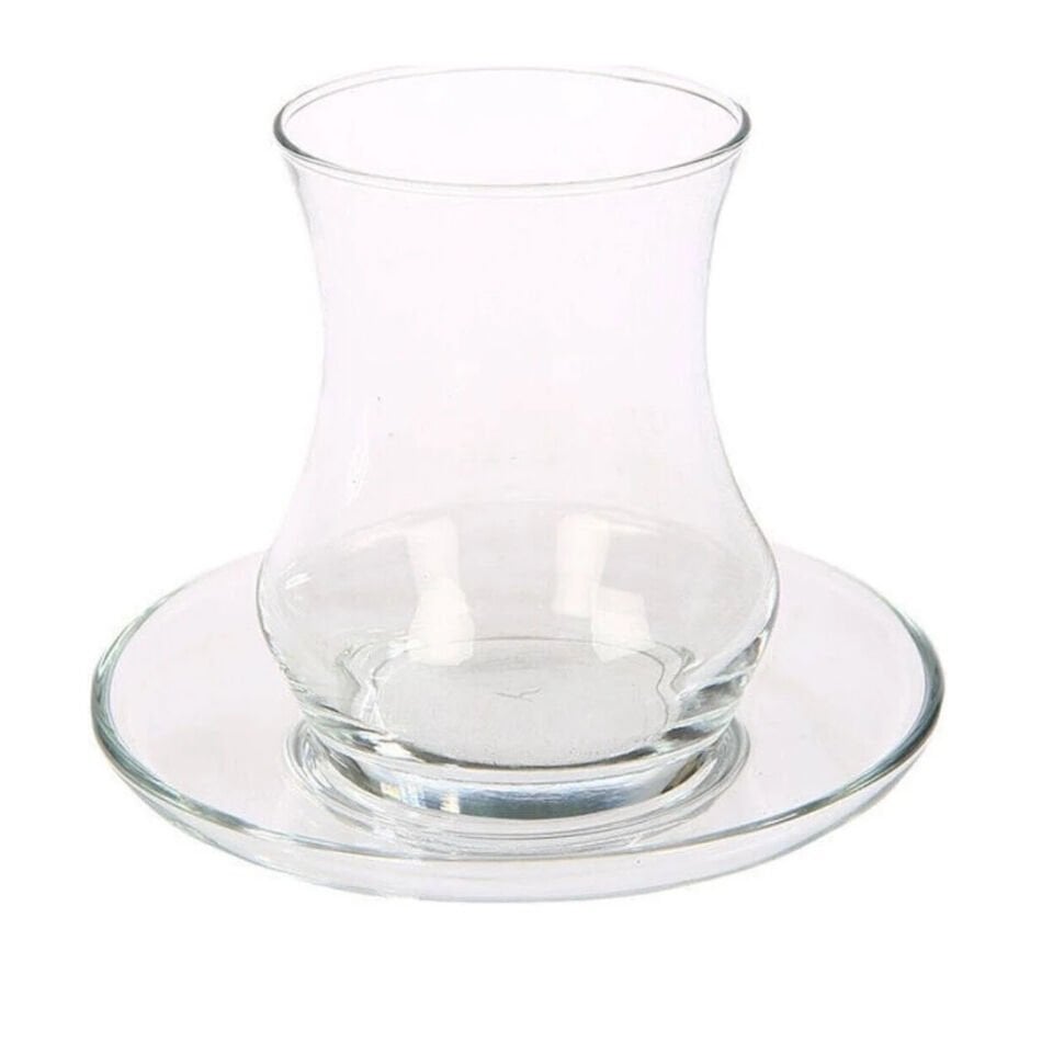 LAV Eda Cam Çay Seti 6 Kişilik 170 ml (6 Çay Bardağı, 6 Çay Tabağı)