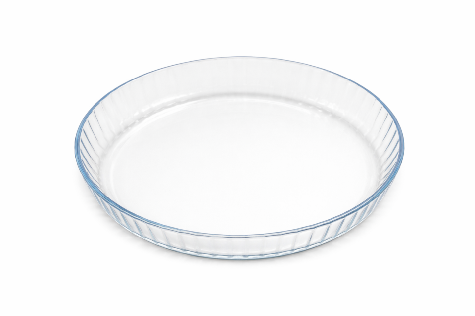Borart Yuvarlak Borcam Fırın Tepsisi 31 cm – Isıya Dayanıklı Cam Tepsi